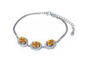 5.24 Ct Oval Checkerboard Yellow Citrine 925 Sterling Silver Bracelet