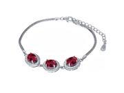 11.85 Ct Oval Red Created Ruby 925 Sterling Silver Bracelet