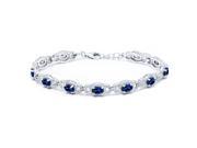 10.20 Ct Oval Blue Simulated Sapphire 925 Sterling Silver Bracelet