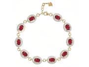14.08 Ct Oval African Red Ruby 18K Yellow Gold Plated Silver Bracelet
