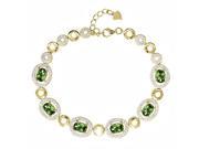 7.02 Ct Oval Green Tourmaline 18K Yellow Gold Plated Silver Bracelet