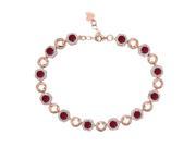 6.41 Ct Round Red Ruby 18K Rose Gold Plated Silver Bracelet