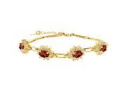 4.20 Ct Oval Red Garnet 18K Yellow Gold Plated Silver Bracelet