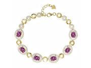 7.02 Ct Oval Pink Tourmaline 18K Yellow Gold Plated Silver Bracelet