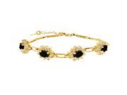 3.56 Ct Oval Black Onyx 18K Yellow Gold Plated Silver Bracelet