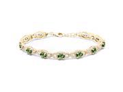 8.00 Ct Oval Green Tourmaline 18K Yellow Gold Plated Silver Bracelet