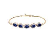 6.04 Ct Oval Blue Simulated Sapphire 18K Yellow Gold Plated Silver Bracelet
