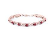 10.75 Ct Oval African Red Ruby 18K Rose Gold Plated Silver Bracelet