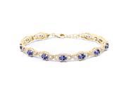 8.55 Ct Oval Blue Tanzanite 18K Yellow Gold Plated Silver Bracelet