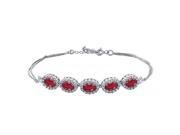 6.64 Ct Oval African Red Ruby 18K Yellow Gold Plated Silver Bracelet