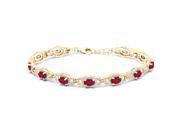 9.10 Ct Red Mystic Topaz 18K Yellow Gold Plated Silver 7 Inch Bracelet With 1 Inch Extender