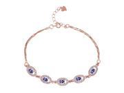 1.63 Ct Oval Blue Tanzanite 18K Rose Gold Plated Silver Bracelet