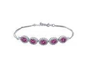 5.29 Ct Oval Pink Tourmaline 18K Yellow Gold Plated Silver Bracelet