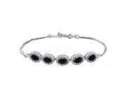 6.39 Ct Oval Black Sapphire 18K Yellow Gold Plated Silver Bracelet