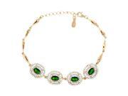 4.00ctw Simulated Emerald Yellow Gold Plated 925 Silver 7 Bracelet w 1 Extender