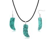 Beautiful Tribal Simulated Turquoise Necklace Set With Matching Simulated Turquoise Earrings