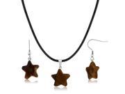 Beautiful Star Shape Natural Tigers Eye Necklace Set With Matching Natural Tigers Eye Stone Earrings