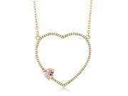 1.61 Ct Heart Shape Rose Rose Quartz 18K Yellow Gold Plated Silver Necklace