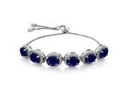 16.58 Ct Oval Blue Sapphire 925 Sterling Silver Bracelet