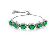 10.58 Ct Oval Green Simulated Emerald 925 Sterling Silver Bracelet