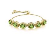 12.38 Ct Oval Green Peridot 18K Yellow Gold Plated Silver Bracelet