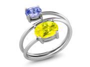 2.20 Ct Oval Canary Mystic Topaz Blue Tanzanite 925 Sterling Silver Ring