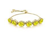 12.38 Ct Oval Canary Mystic Topaz 18K Yellow Gold Plated Silver Bracelet