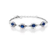 Stunning 2.36 Ct Created Sapphire Sterling Silver 7 Bracelet with 1 Extender