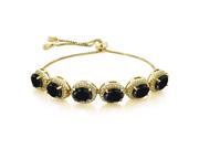 16.82 Ct Oval Black Sapphire 18K Yellow Gold Plated Silver Bracelet