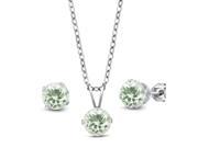 2.85 Ct Round Green Amethyst 925 Sterling Silver Pendant Earrings Set With Chain