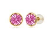 1.68 Ct Pink 14K Yellow Gold Earrings Made With Swarovski Zirconia