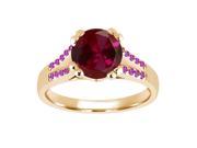 1.20 Ct Round Red Created Ruby Pink Sapphire 18K Yellow Gold Ring