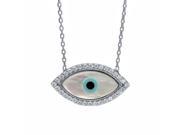 925 Sterling Silver Evil Eye Mother of Pearl Pendant with 18 Silver Chain