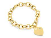 6 Yellow Tone Stainless Steel Heart Charm Link Bracelet