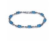 Oval Shaped Simulated Turquoise 7 Inch Bracelet