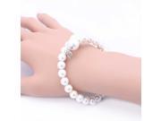 8mm Wrap Around Adjustable White Shell Pearl Bracelet with Charm