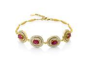 4.00 Ct Created Ruby Yellow Gold Plated 925 Silver 7 Bracelet with 1 Extender