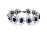 Oval and Round Royal Blue Sapphire CZ Tennis Bracelet 7 with Security Clasp