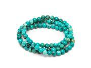 6mm Stunning Round Blue Simulated Turquoise Bead Stretchy Bracelet Necklace