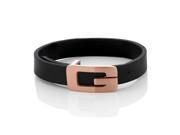 Unisex Leather Bracelet With Rose Gold Plated Letter G
