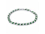 Marquise Shape Green and White Cubic Zirconia Tennis Bracelet 7 1 Extender