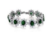 Stunning Green Emerald Color Cubic Zirconia CZ Tennis Bracelet 7 Security Clasp