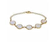 Stunning Yellow Gold Plated Bracelet With Beautiful Round Mother of Pearl MOP