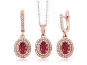 4.99 Ct African Red Ruby 925 Rose Gold Plated Silver Pendant Earrings Set
