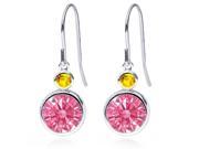 4.34 Ct Fancy Pink 925 Sterling Silver Earrings Made With Swarovski Zirconia