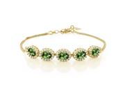 5.29 Ct Oval Green Tourmaline 18K Yellow Gold Plated Silver Bracelet