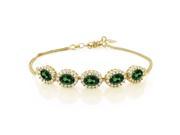 5.54 Ct Emerald Envy Mystic Topaz 18K Yellow Gold Plated Silver Bracelet