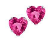 4.40 Ct Heart Shape 8mm Pink Mystic Topaz 925 Sterling Silver Stud Earrings
