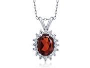 1.44 Ct Oval Red Garnet 925 Sterling Silver Pendant
