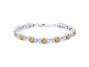 8.00 Ct Oval Yellow Citrine 925 Sterling Silver Bracelet